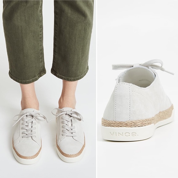 Vince Jadon Espadrille Sneaker Size 9 Gray Suede Jute - Picture 2 of 11